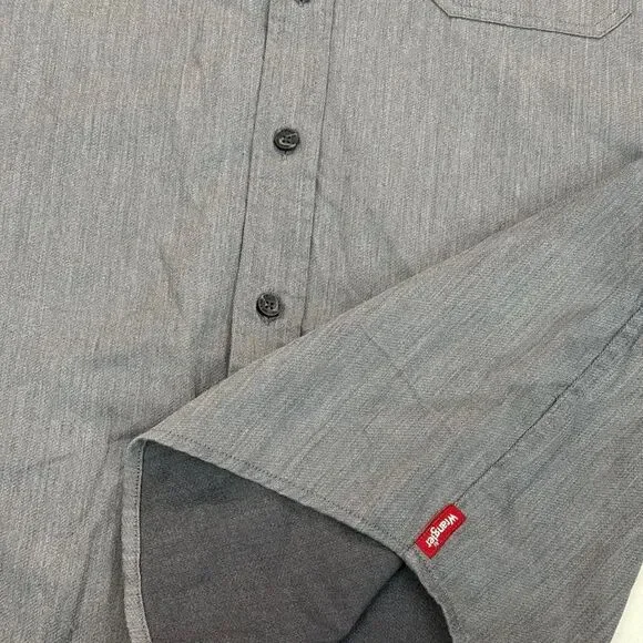 Grey Wrangler cotton button-up shirt size XL - Perfect condition - Picture 6 of 8